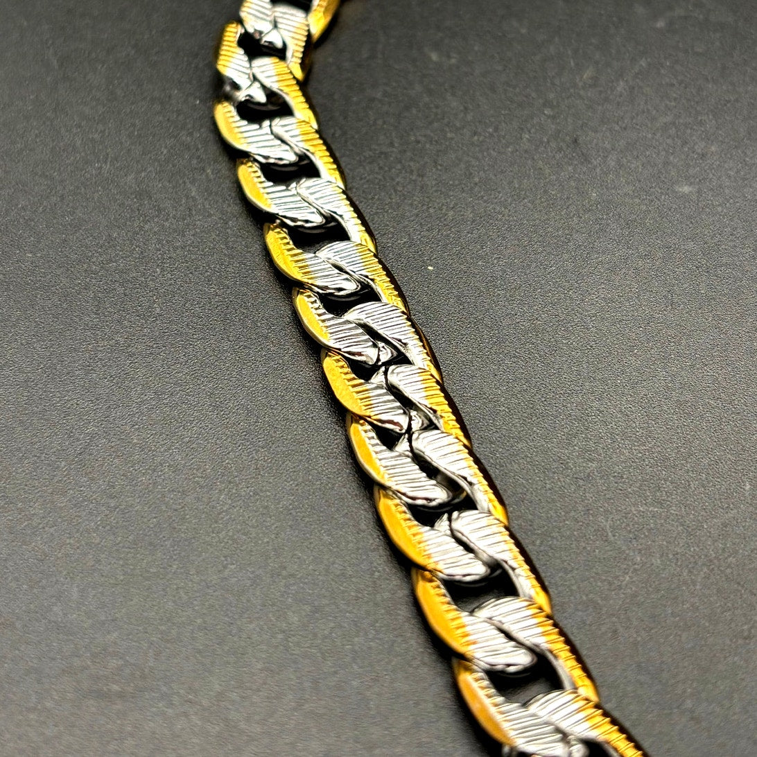 Steeltime 24" Men's 18k gold plated stainless steel flat curb chain necklace NWT