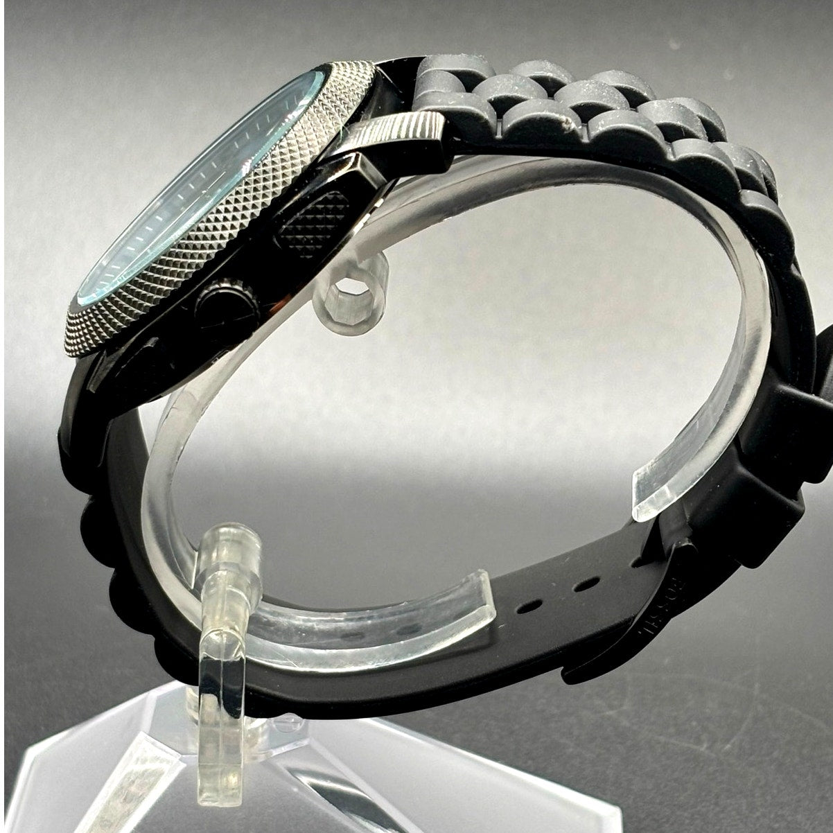Fossil FS4487 Machine Chronograph Men’s Gunmetal Black Silicone Strap Watch