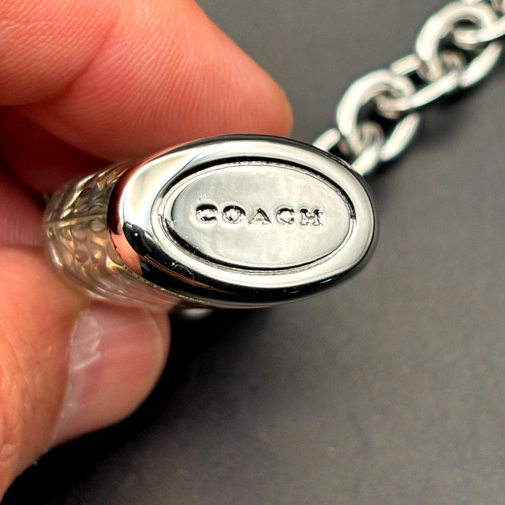 Coach Signature Lucite Padlock Pendant Women's 16” Necklace Silver Tone NWT