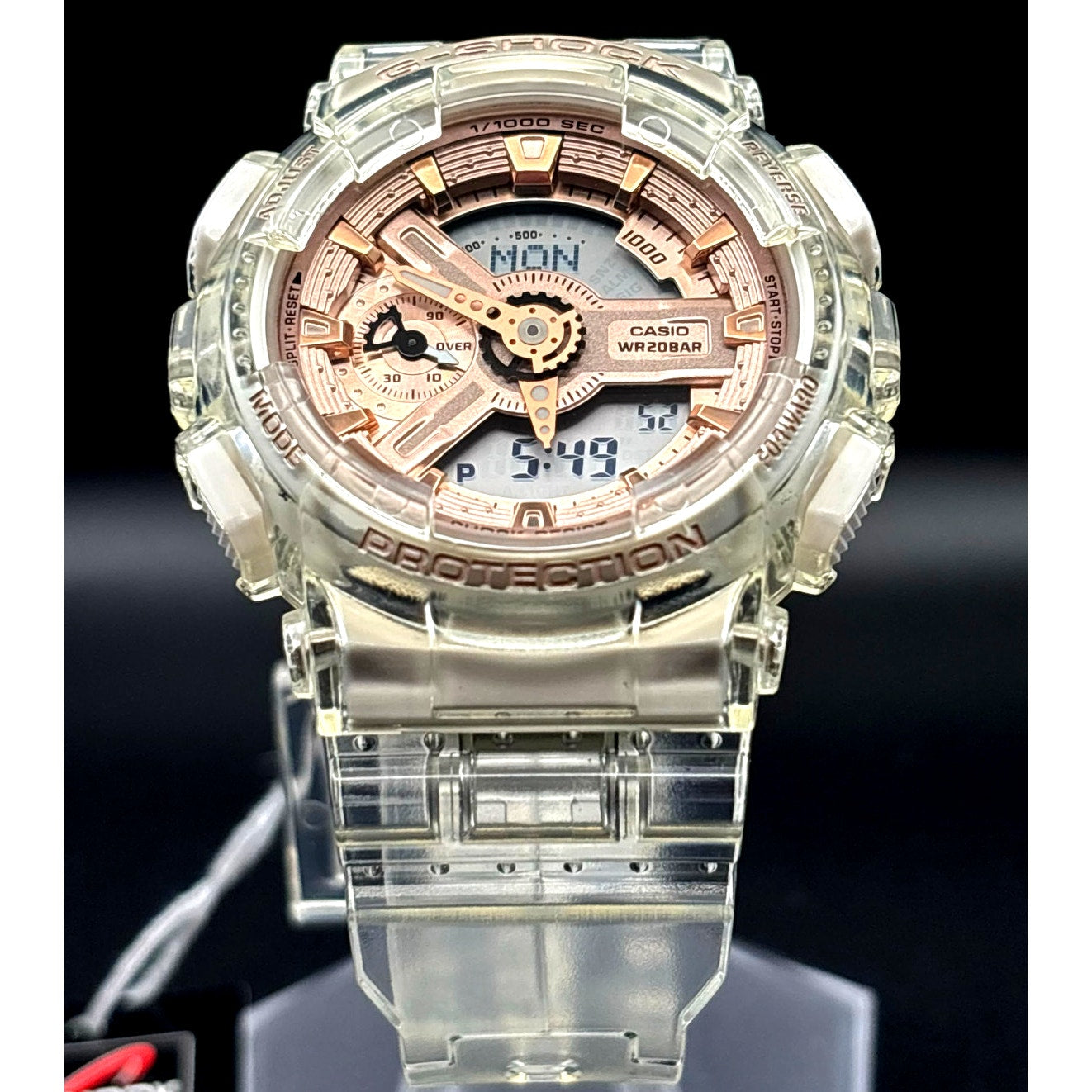 Casio G-Shock GMA-S110SR-7A Women's Rose Gold Clear Analog Digital Watch NIBWT