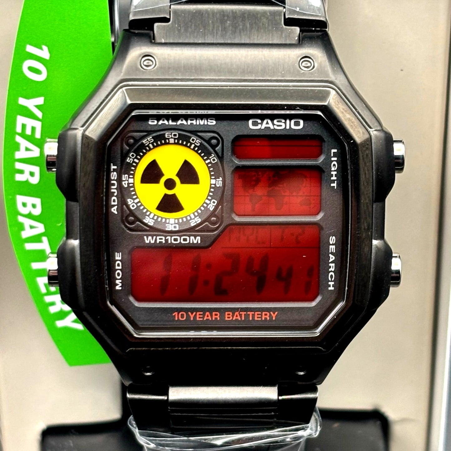 LWS Vector Mk-Blackout Casio AE1200 Dark Stainless Steel Glass Crystal Mod Watch