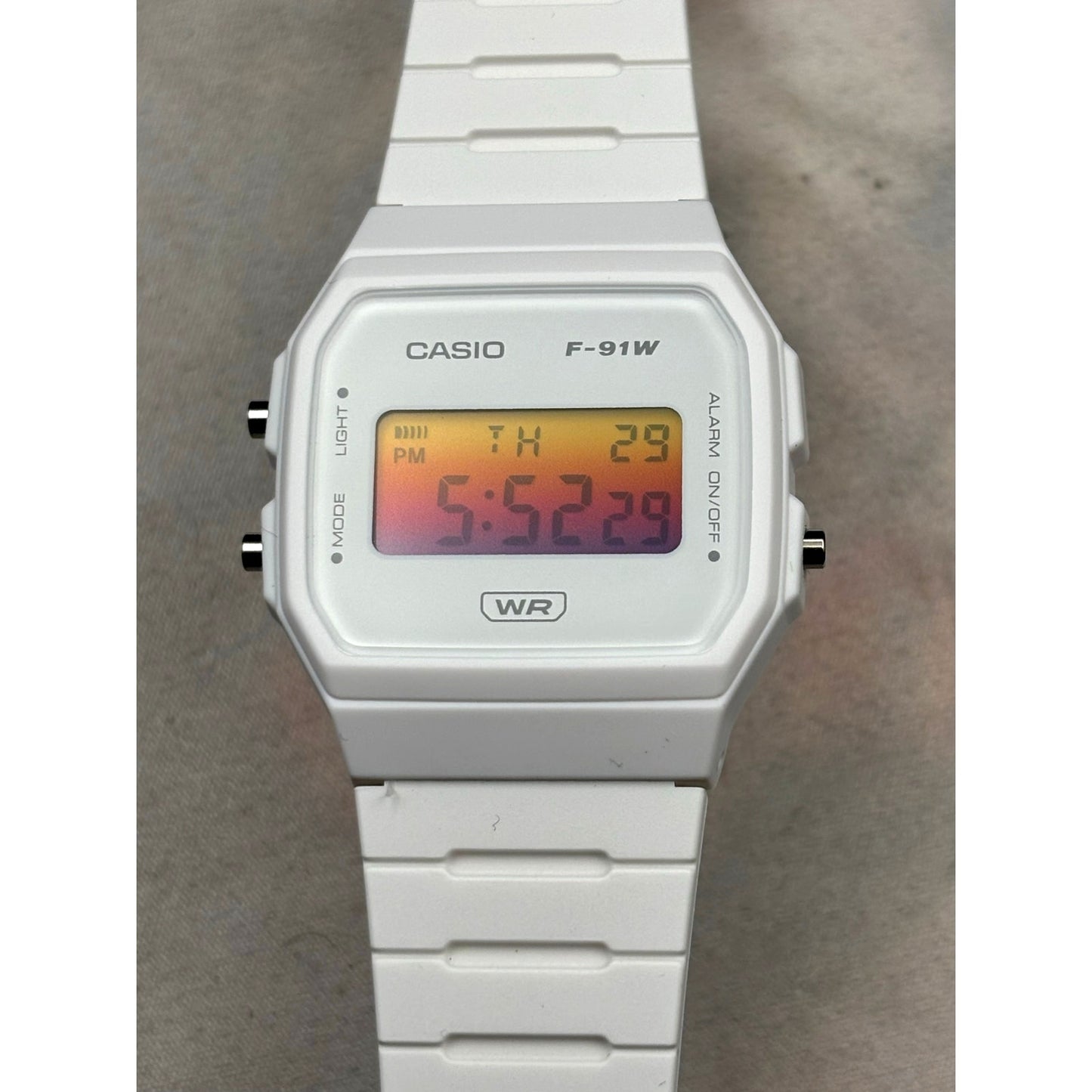LWS Sunset Frost Casio F91W White Resin Custom Mod Digital Watch