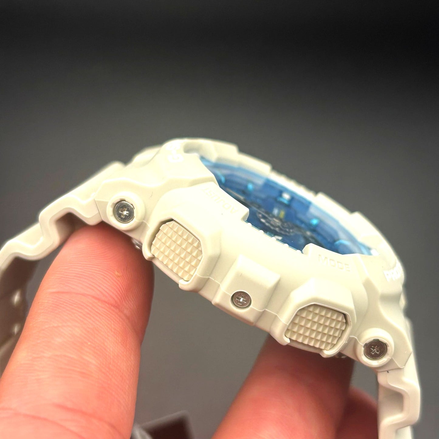 Casio G-Shock GA110AS-5A Men’s Beige Resin Blue Dial Analog Digital Watch NIBWT