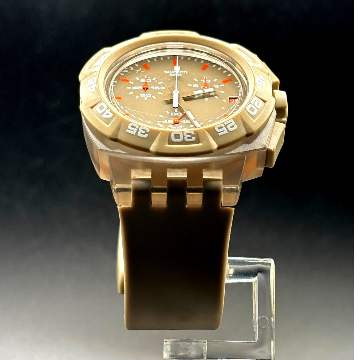 Swatch Beige Hero SUIT400 Chronograph Swiss Quartz Men’s Watch 44mm