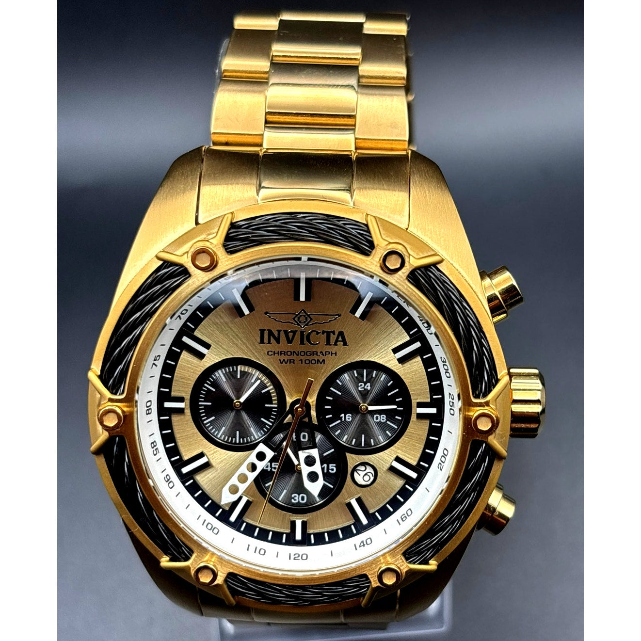 Invicta 31439 Bolt Chronograph Gold Tone 52mm Men's Watch Rare NIB