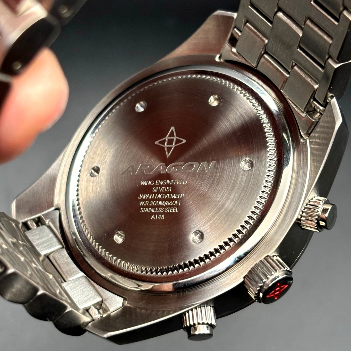 Aragon Predator VD51 50mm Gray Chronograph Stainless Steel Mens Watch NIB Unworn