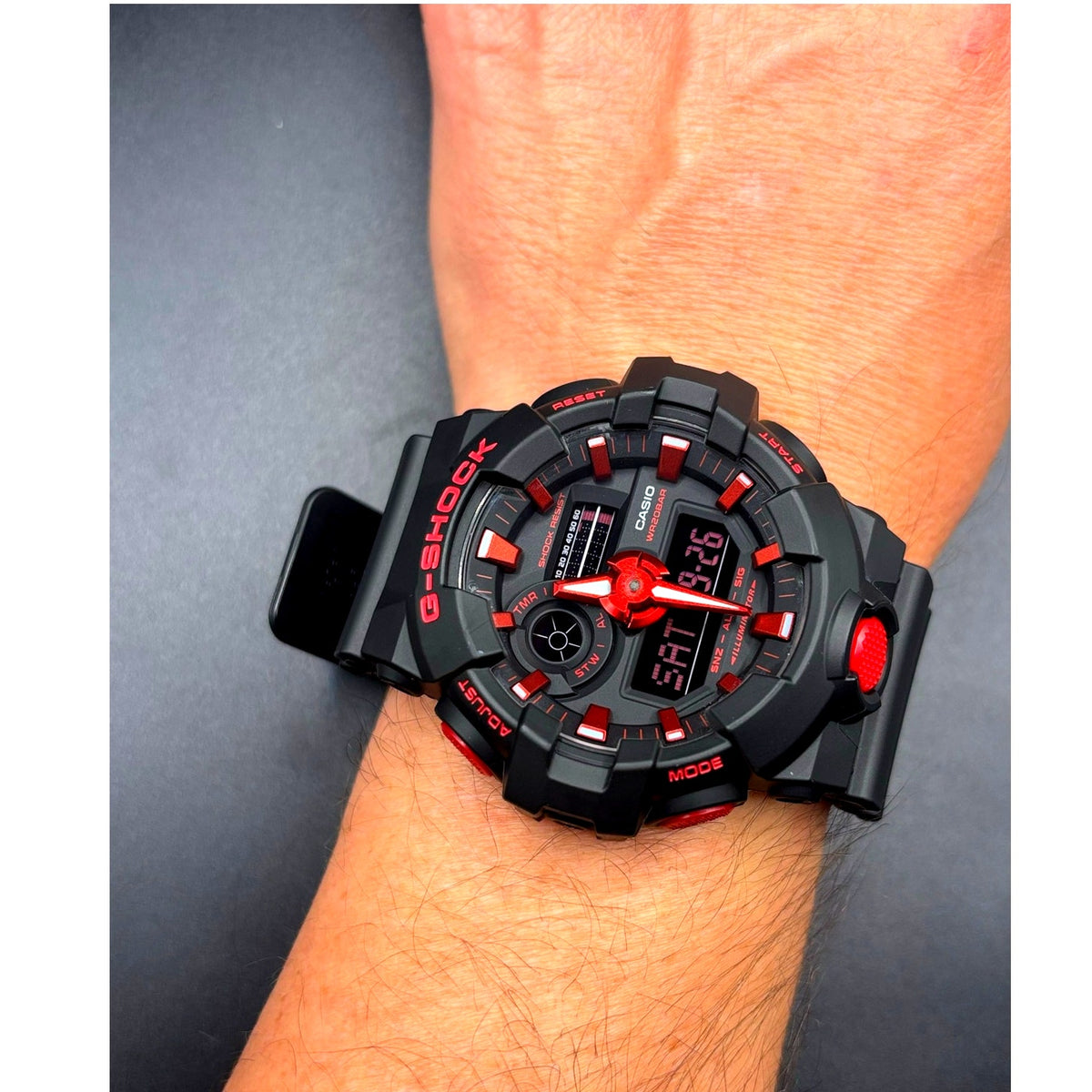 Casio G-Shock GA-700BNR-1A Ignite Red Blackout Analog Digital Watch NIB