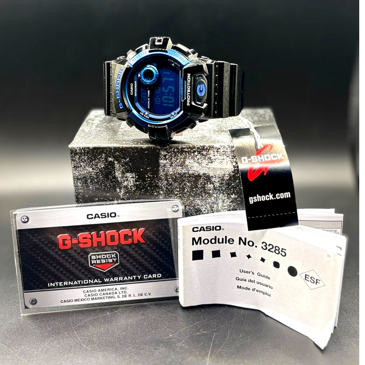 Casio G-Shock G-8900A-1 Glossy Black Blue Dial Digital Men’s Watch 200M NIBWT