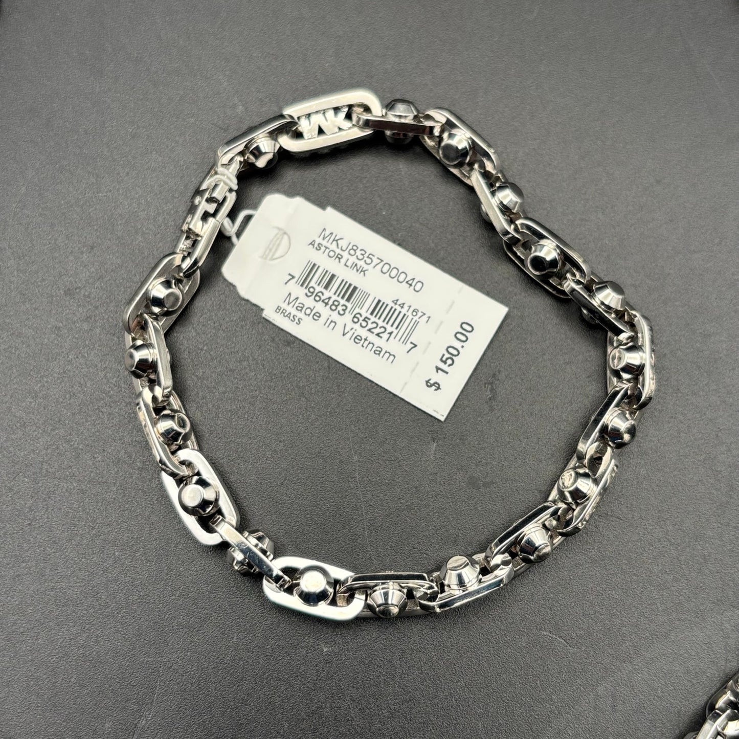 Michael Kors Astor Link Bracelet & Necklace Set Silver Tone Womens Jewelry NIBWT