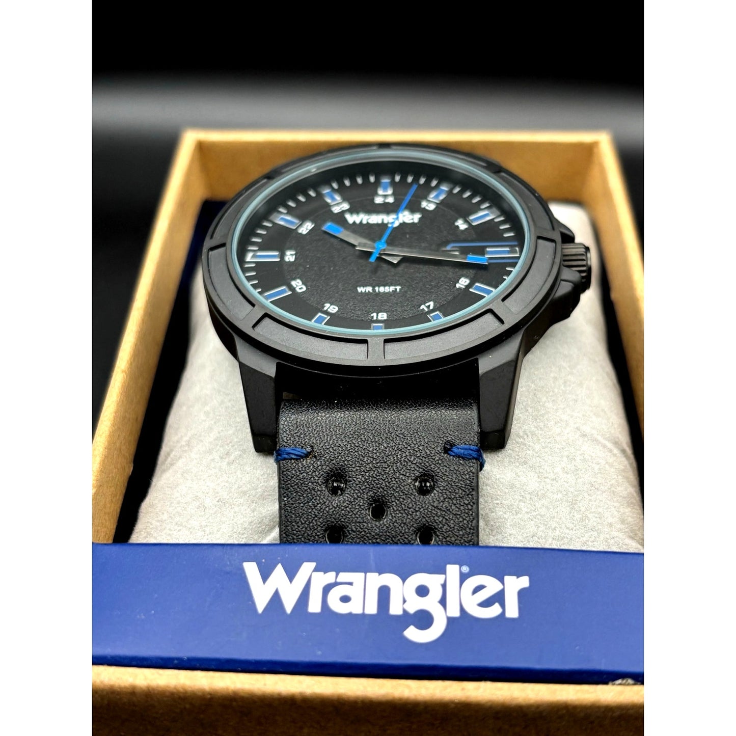 Wrangler WRW5600-1A Men’s Black Dial Leather Strap Watch NIBWT