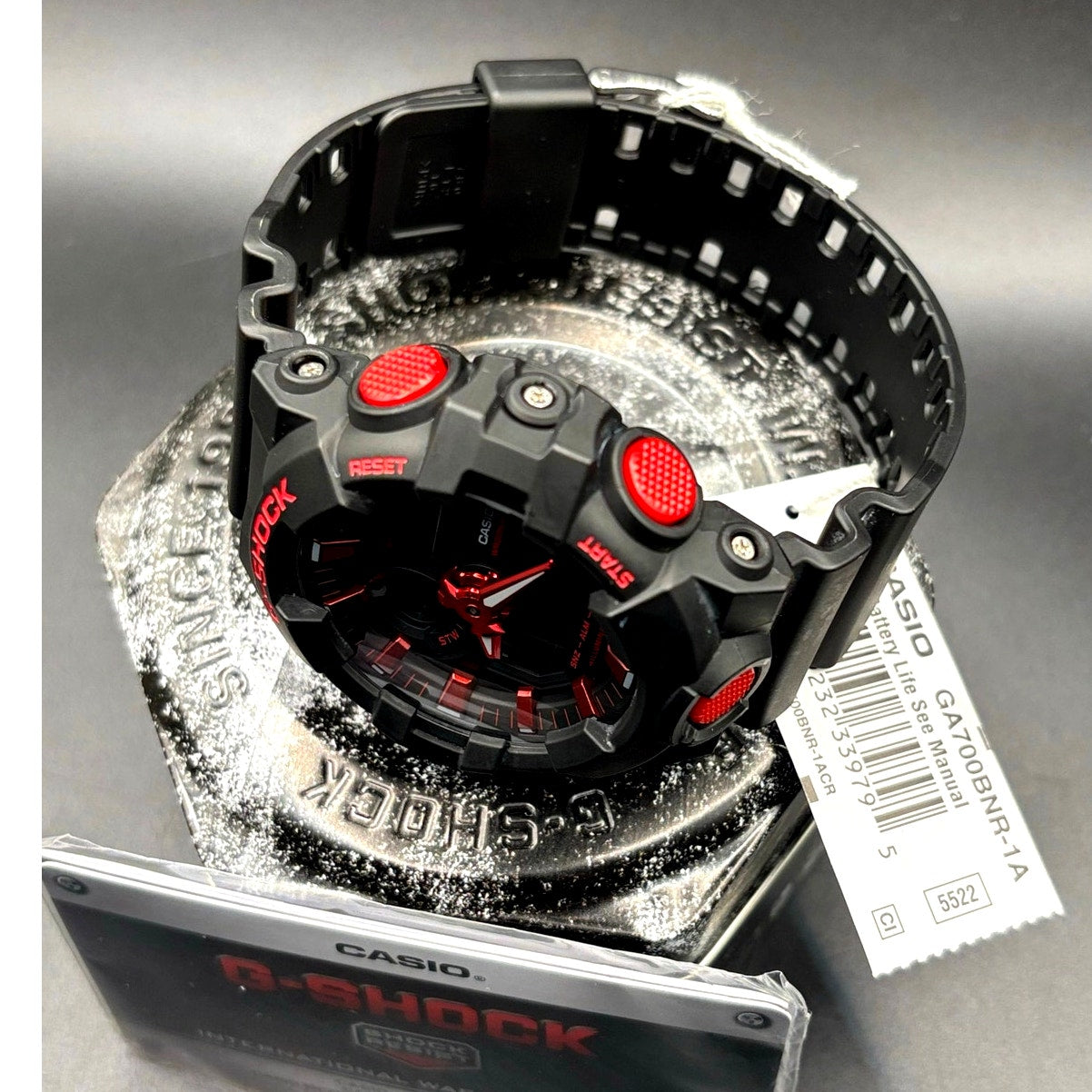 Casio G-Shock GA700BNR-1A Ignite Red Blackout 200M Men's Watch NWT