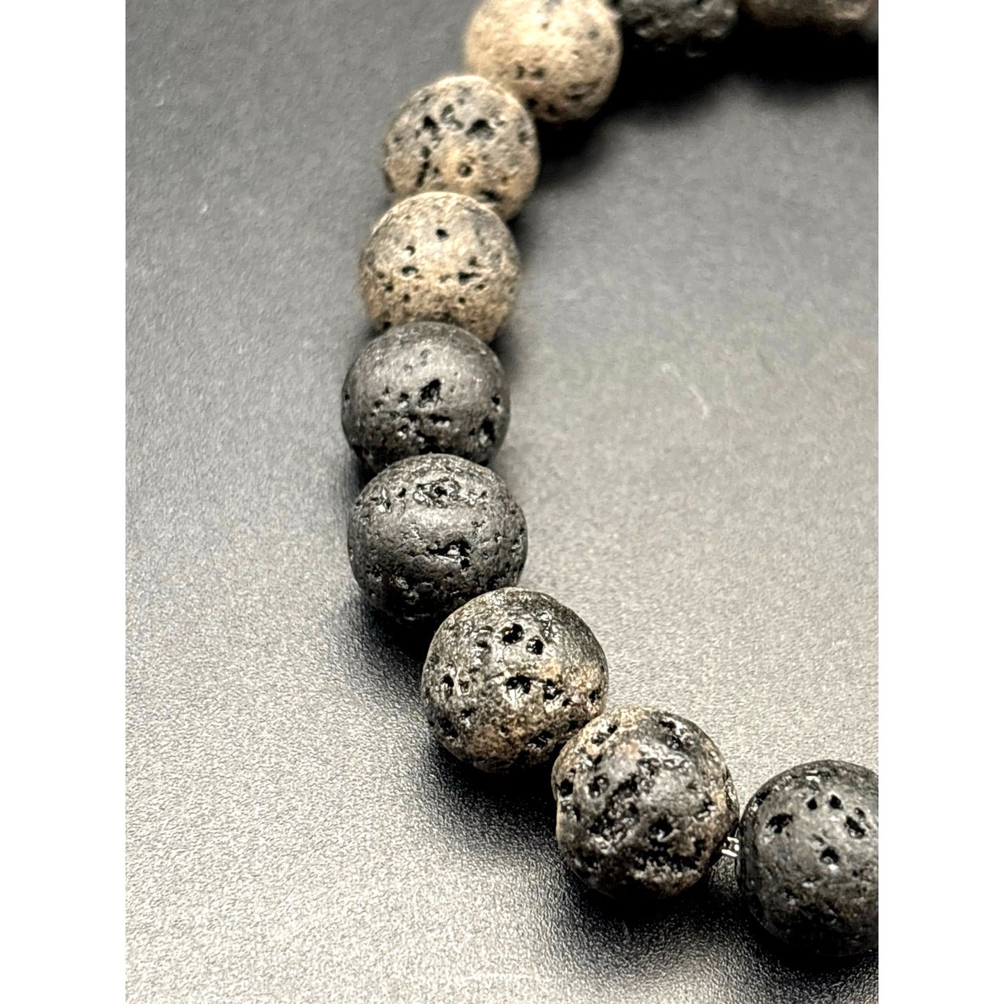 Blackjack Men’s 10mm Lava Stone Stainless Steel Beaded Bracelet NIBWT