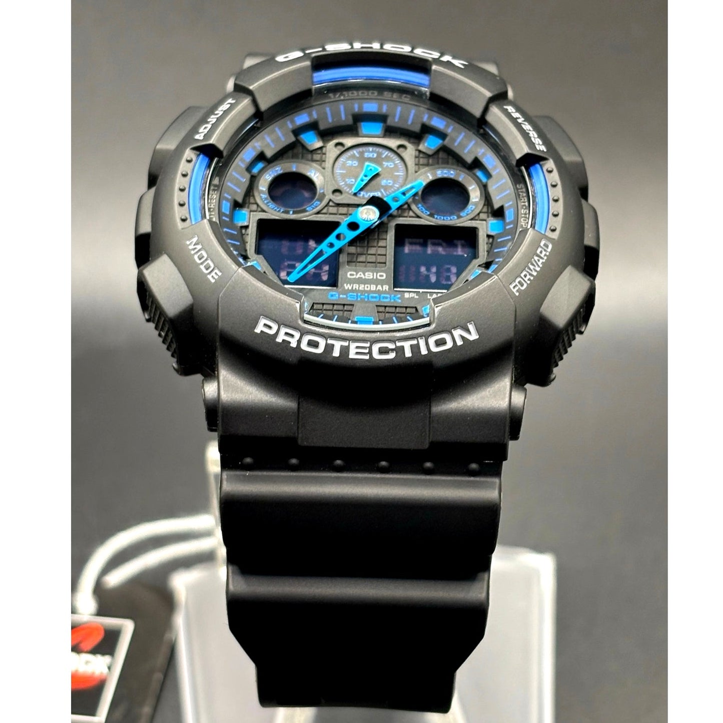 Casio G-Shock GA100-1A2 Men's Black Blue Analog Digital 51mm Watch NIBWT