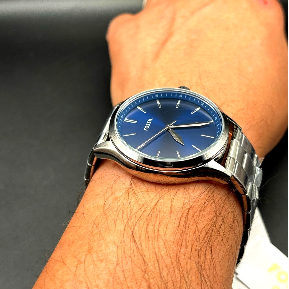 Fossil BQ2860 Fenmore Three-Hand Blue Dial Stainless Steel Men’s Watch NIBWT