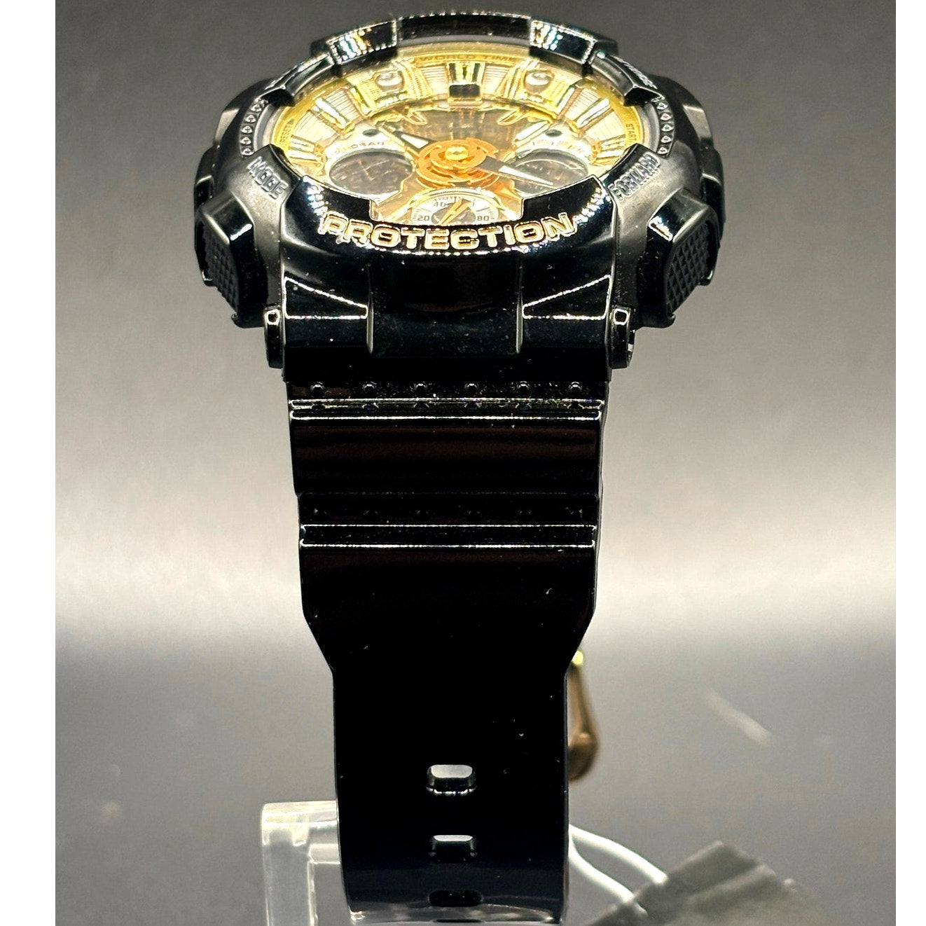 Casio G-Shock GMAS120GB-1A Women's Black Gold Silver Metallic Ana-Digi Watch NWT