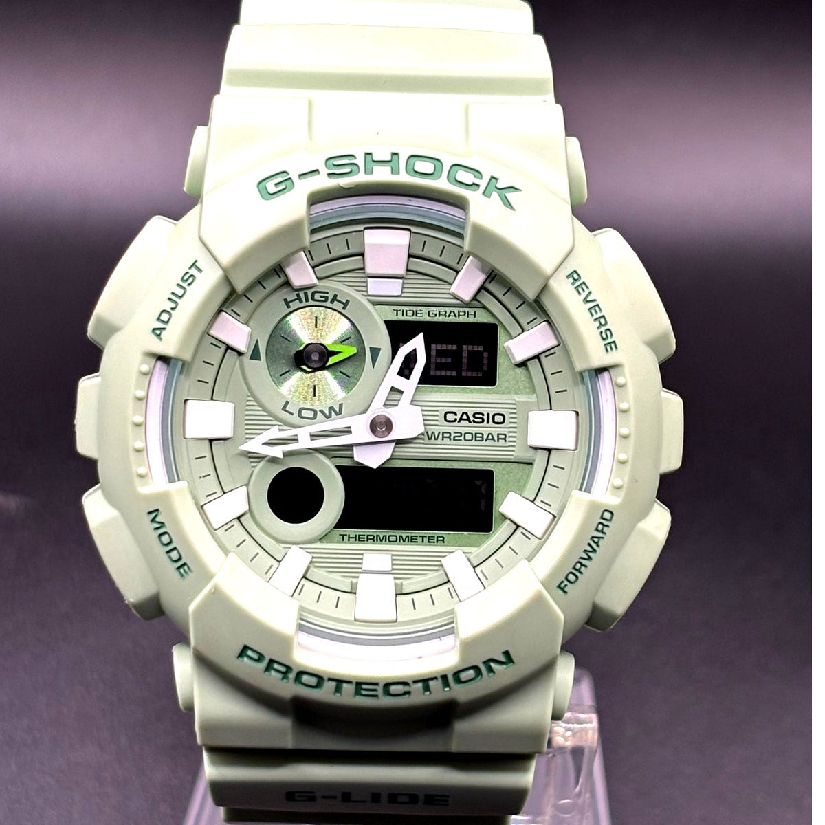 Casio G-Shock G-LIDE GAX-100CSB-3A Pastel Green Moon Tide Thermometer Watch
