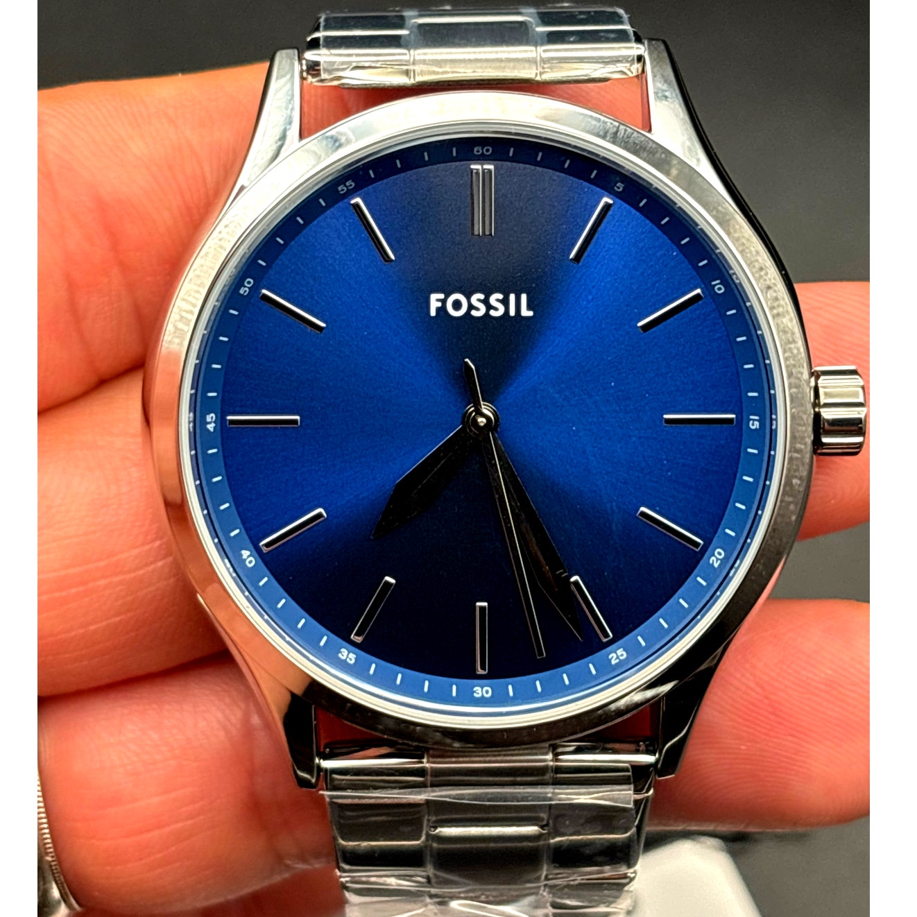Fossil BQ2860 Fenmore Three-Hand Blue Dial Stainless Steel Men’s Watch NIBWT