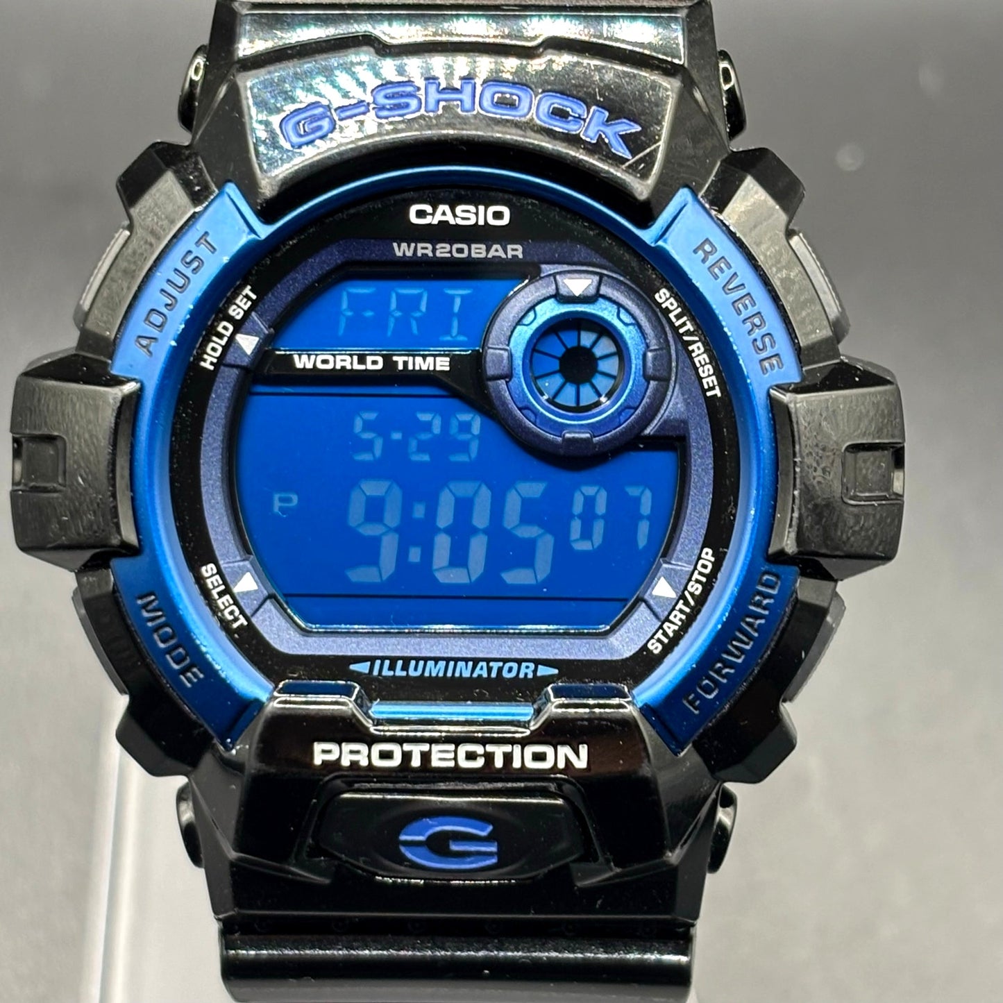 Casio G-Shock G-8900A-1 Glossy Black Blue Dial Digital Men’s Watch 200M NIB