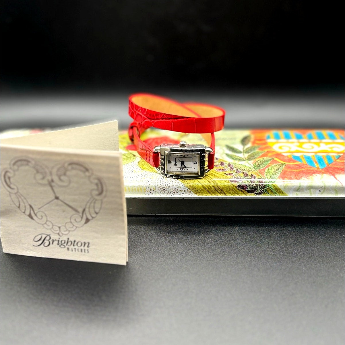 Brighton Petoskey Women's Genuine Italian Red Leather Strap Vintage Watch NIB