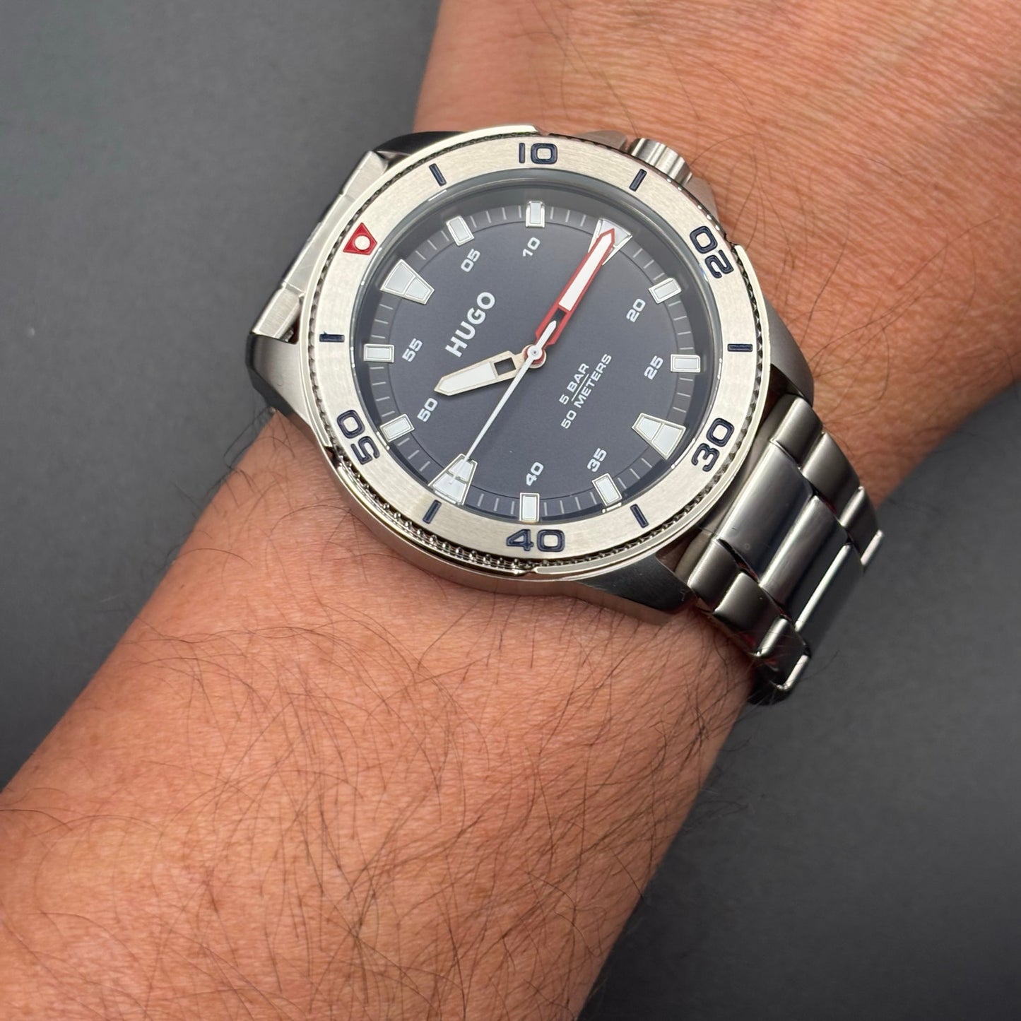 HUGO Mens 1530224 Stainless Steel Blue Dial Street Diver Style Quartz Watch 50m