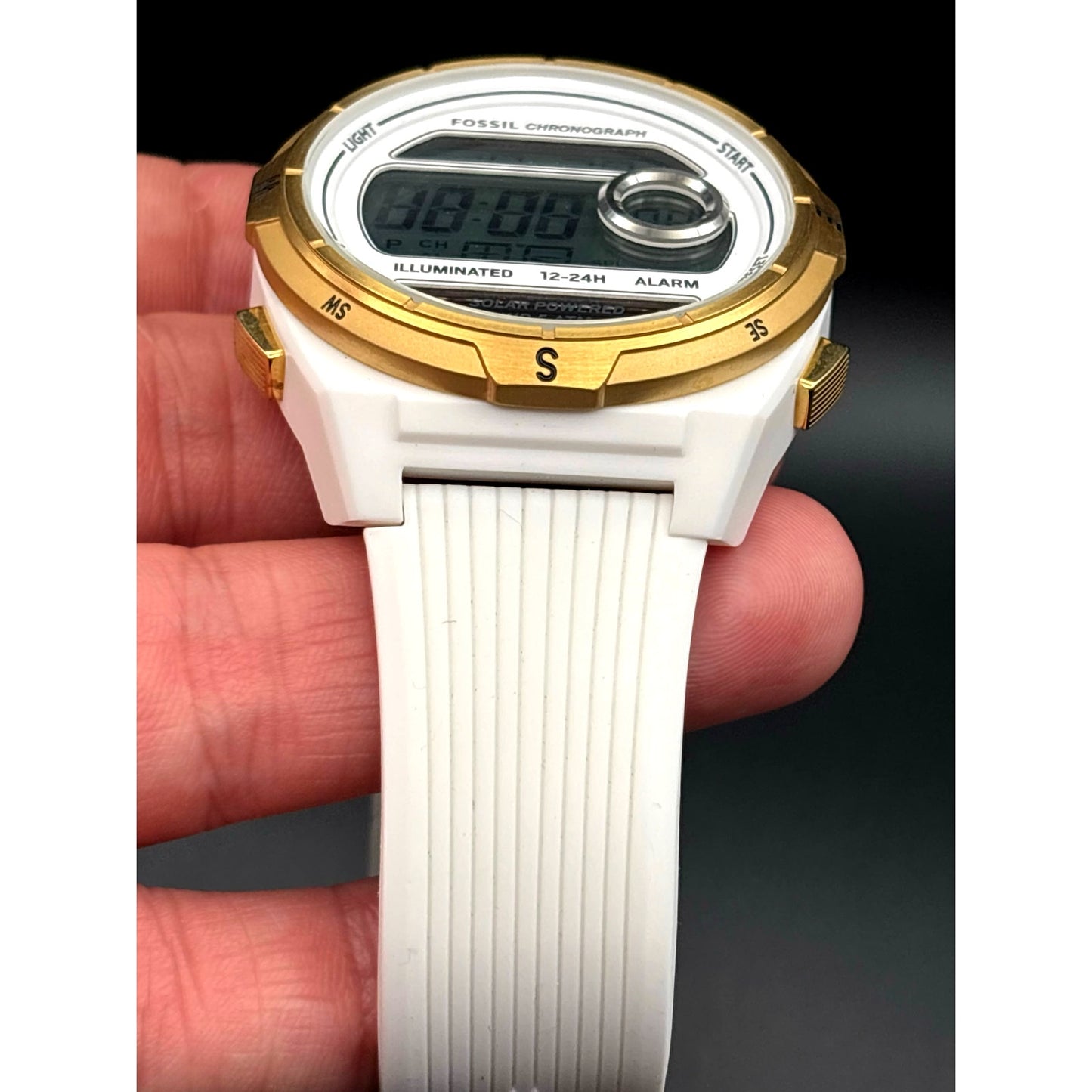 Fossil Everett ES5195 Unisex Solar Powered Digital White Silicone Watch NIBWT