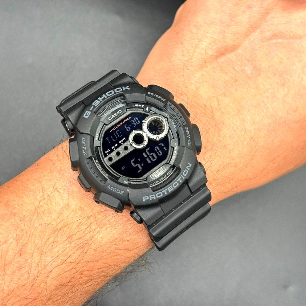 Casio G-Shock GD100-1B Black Digital High Brightness World Time 200M Watch NIB