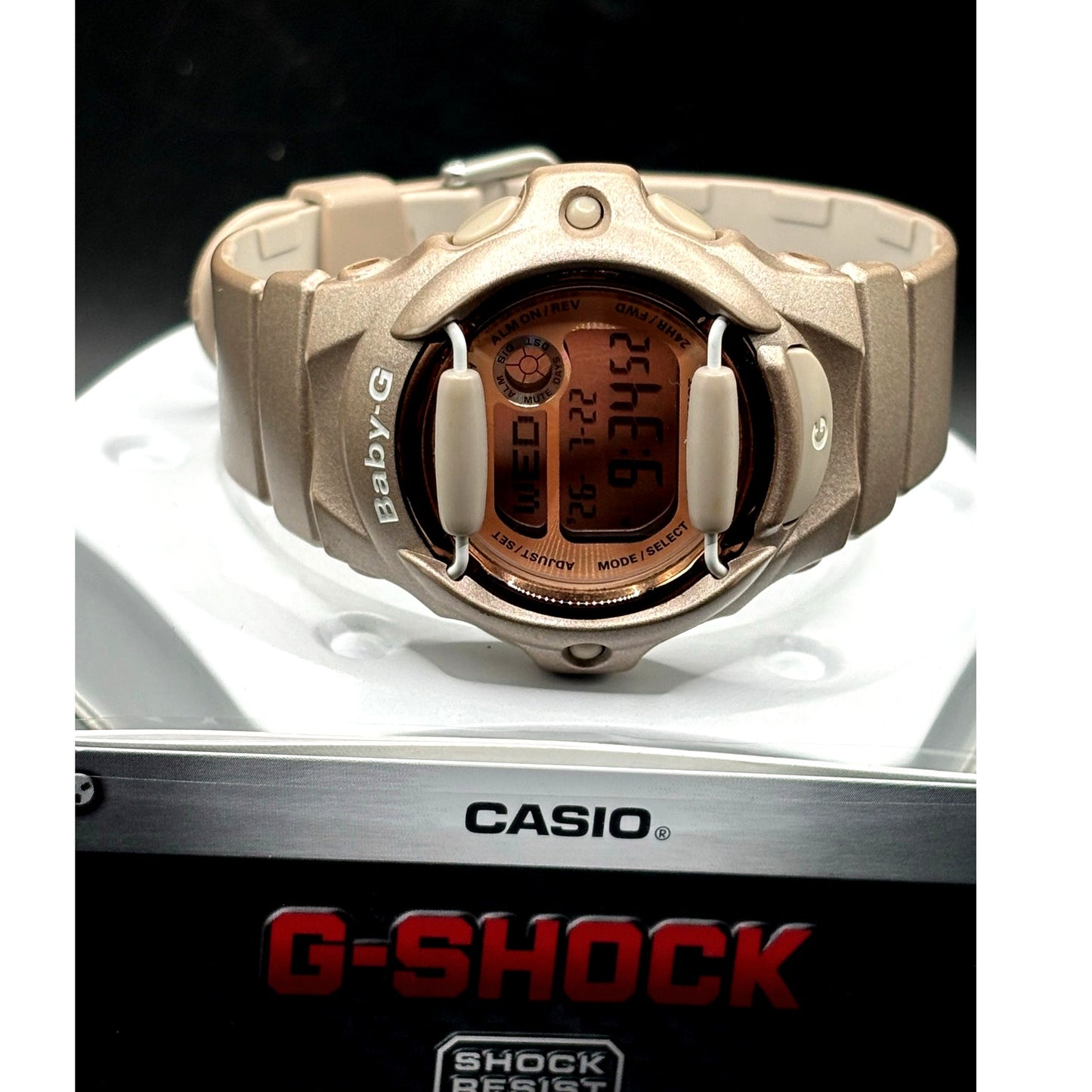 Casio Baby-G BG169G-4 Bronze Rose Gold Digital Women's Watch NIB Discontinued
