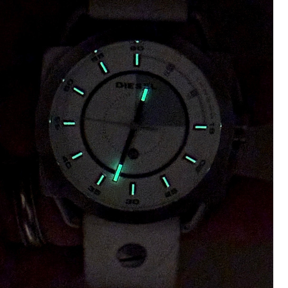Diesel DZ1577 Descender White Dial White Leather Men’s Watch 46mm