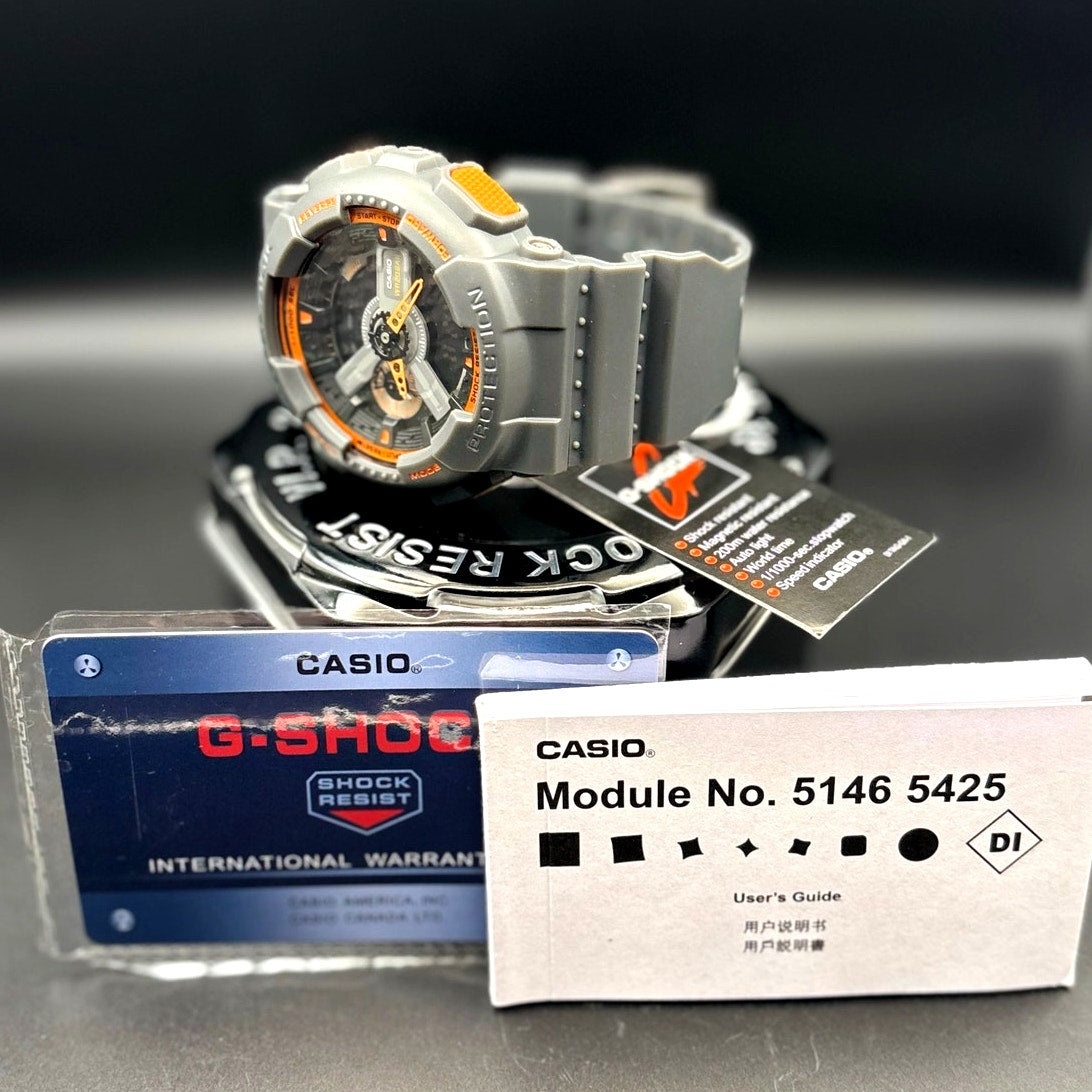 Casio Men's GA-110TS-1A4 G-Shock Analog-Digital Watch With Grey Resin Band NIBWT