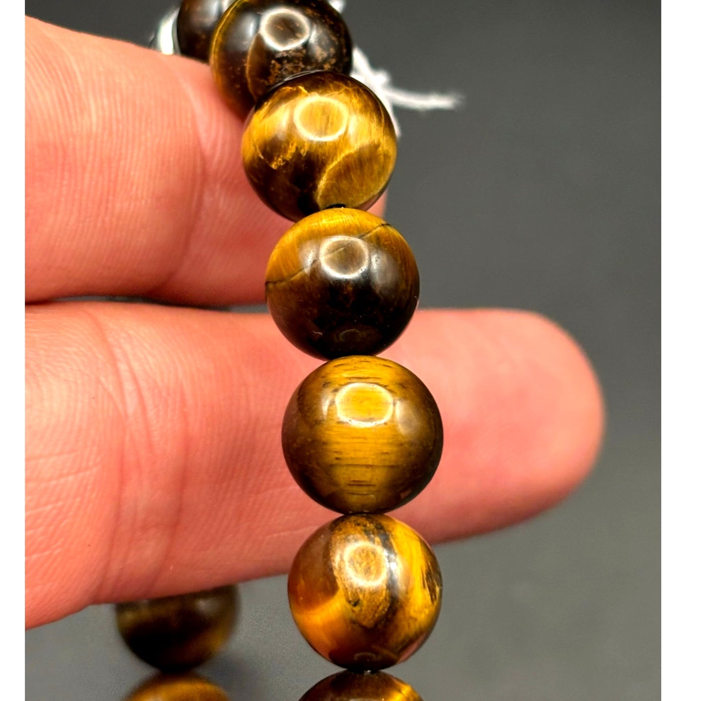 Blackjack BJB244BTE Mens Genuine 10mm Tiger Eye Stainless Steel Beaded Bracelet