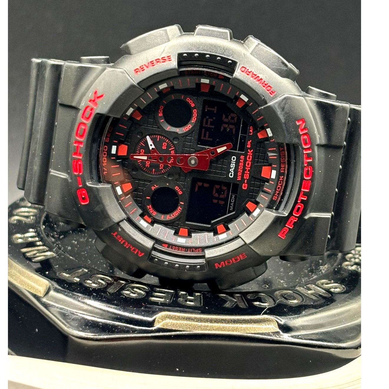 Casio G-Shock GA100BNR-1A Black Red Analog Digital Men's Watch