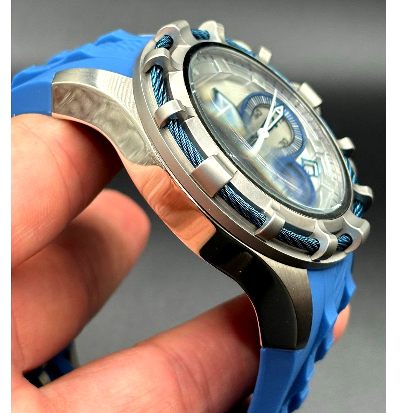 Invicta Bolt 22152 Chronograph 50mm Silver Blue Men’s Silicone Strap Watch