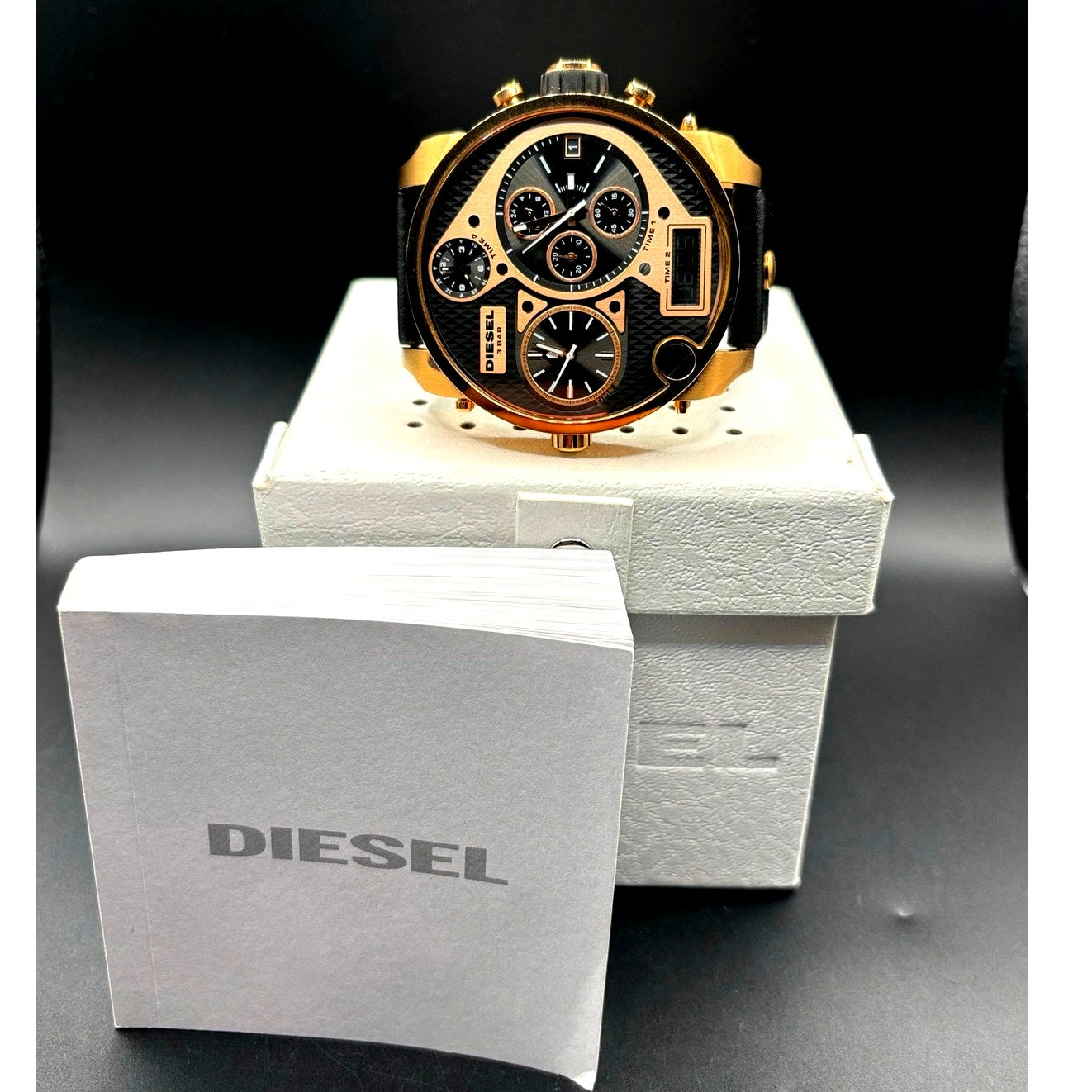 Diesel Mr. Daddy DZ7261 Men's Oversized Chrono Leather Analog Digital Watch