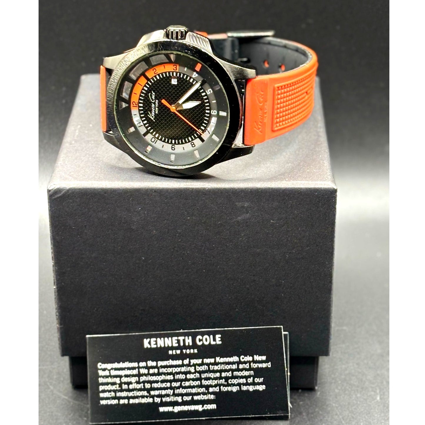Kenneth Cole New York Transparency Dial Orange Silicone 45mm Men’s Watch