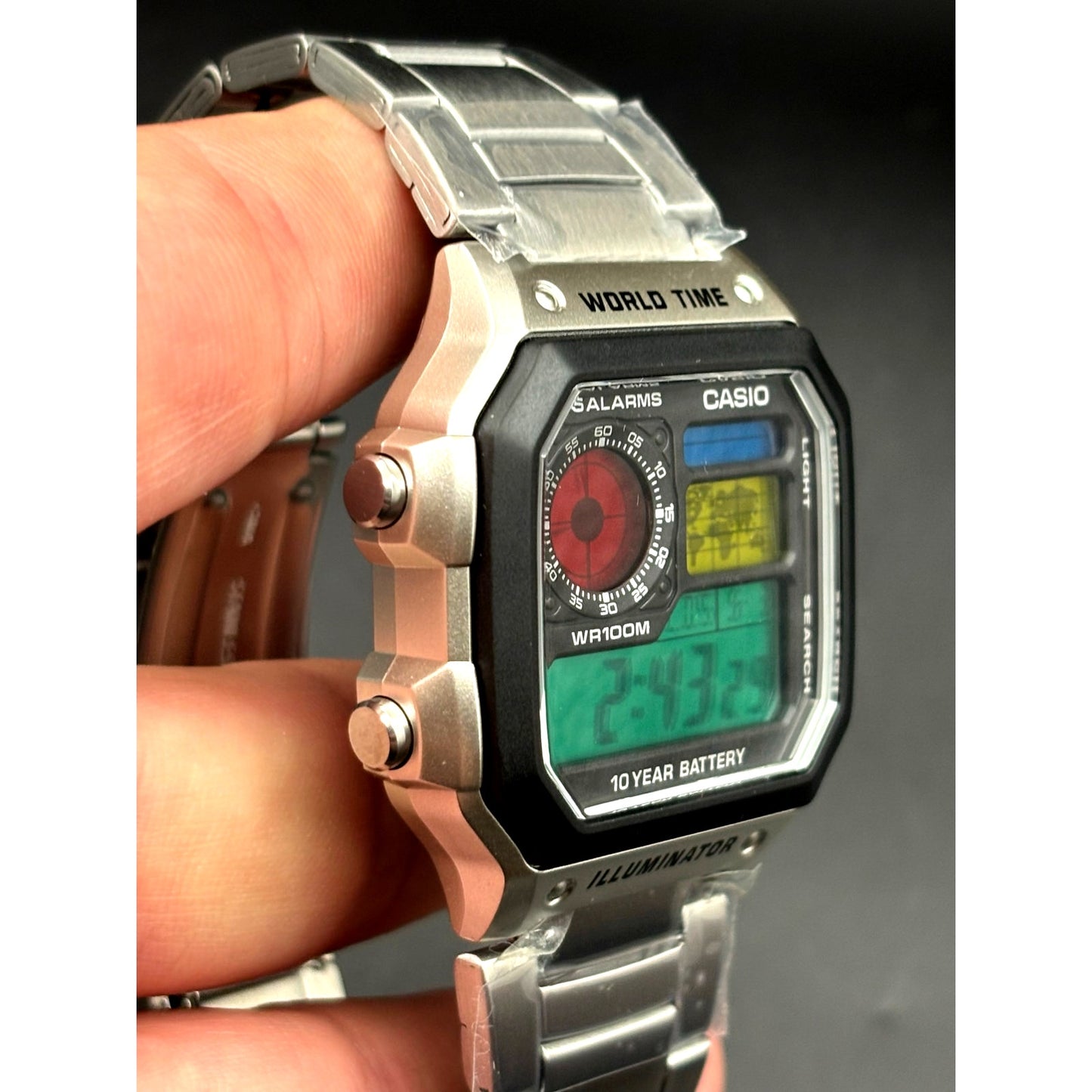 LWS Atlas Arcade Custom Casio AE1200 World Time Steel Bracelet Mod Watch