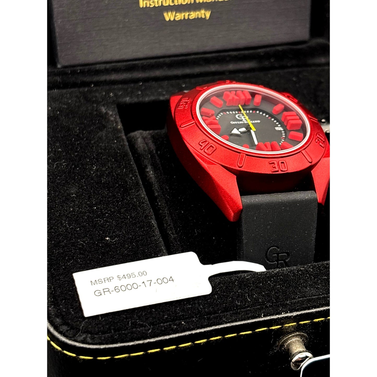 Giulio Romano Men’s Termoli GR-6000-17-004 Red Bezel Black Rubber Watch LNIB