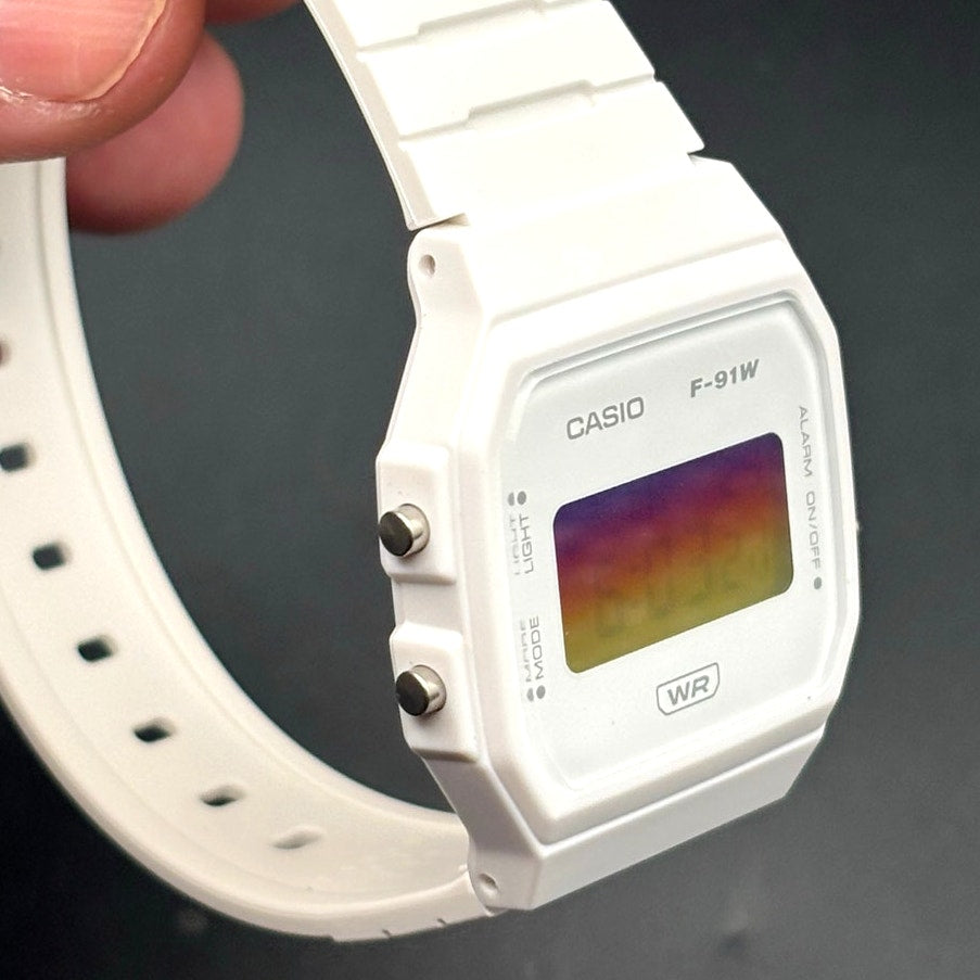 LWS Sunset Frost Casio F91W White Resin Custom Mod Digital Watch