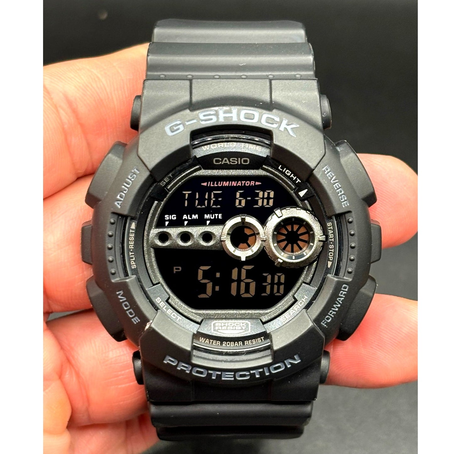 Casio G-Shock GD100-1B Black Digital High Brightness World Time 200M Watch NIB