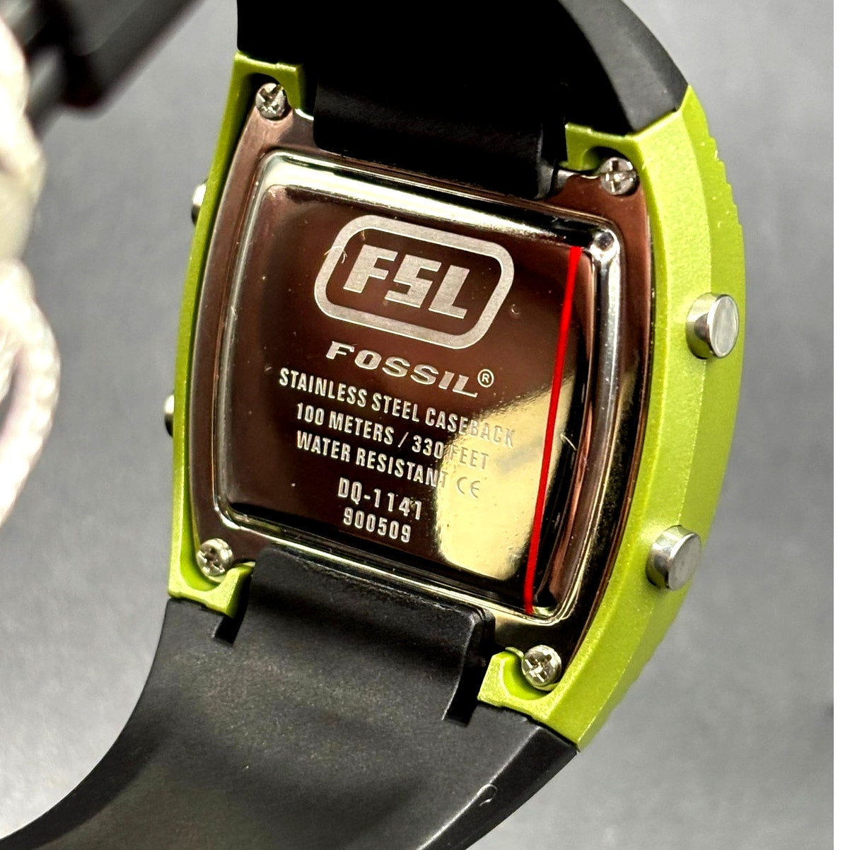 Fossil FSL DQ1141 Green Digital Watch 100M Alarm Chronograph Vintage NWT