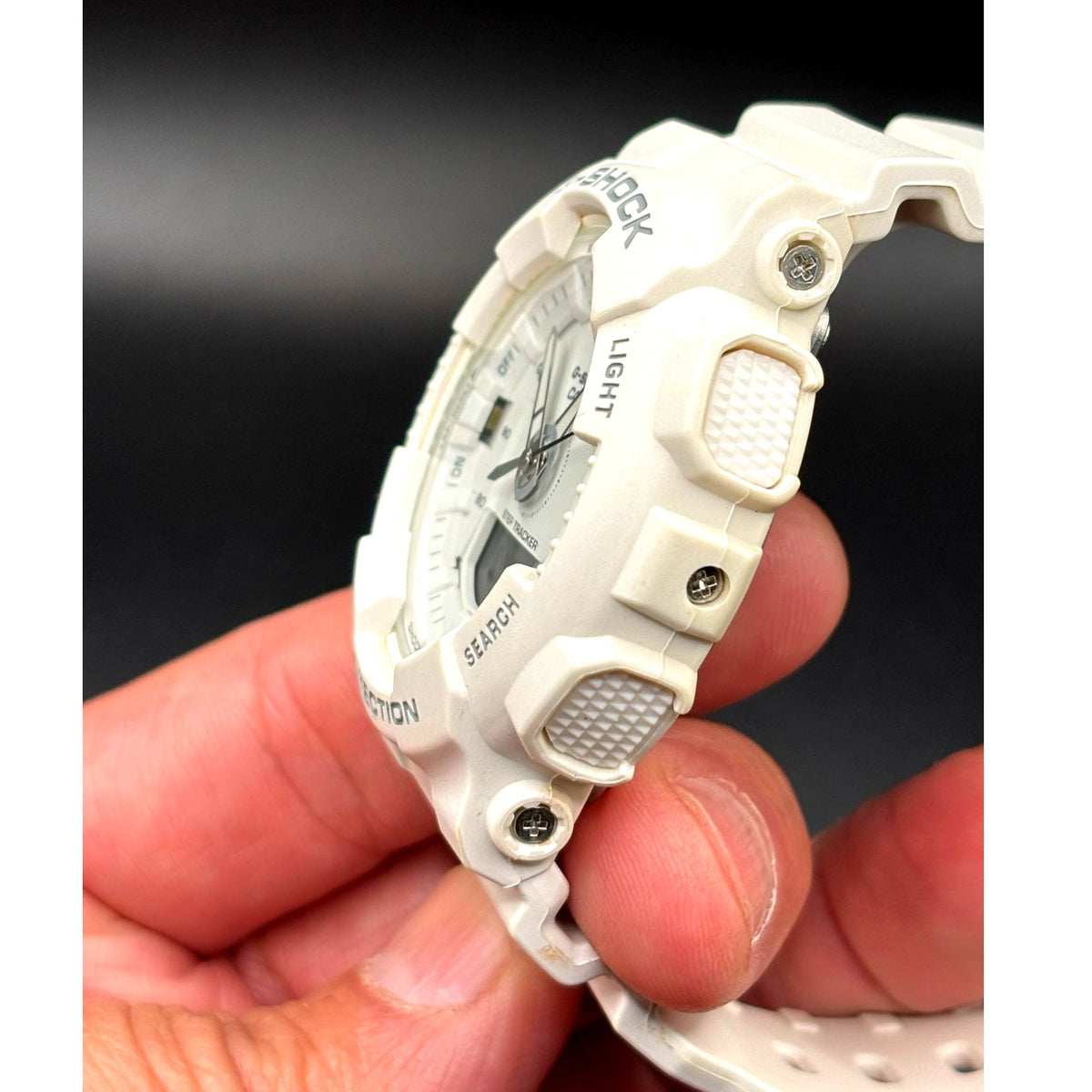 Casio G-Shock GMAS130-7A Unisex White Analog Digital Step Tracker Watch
