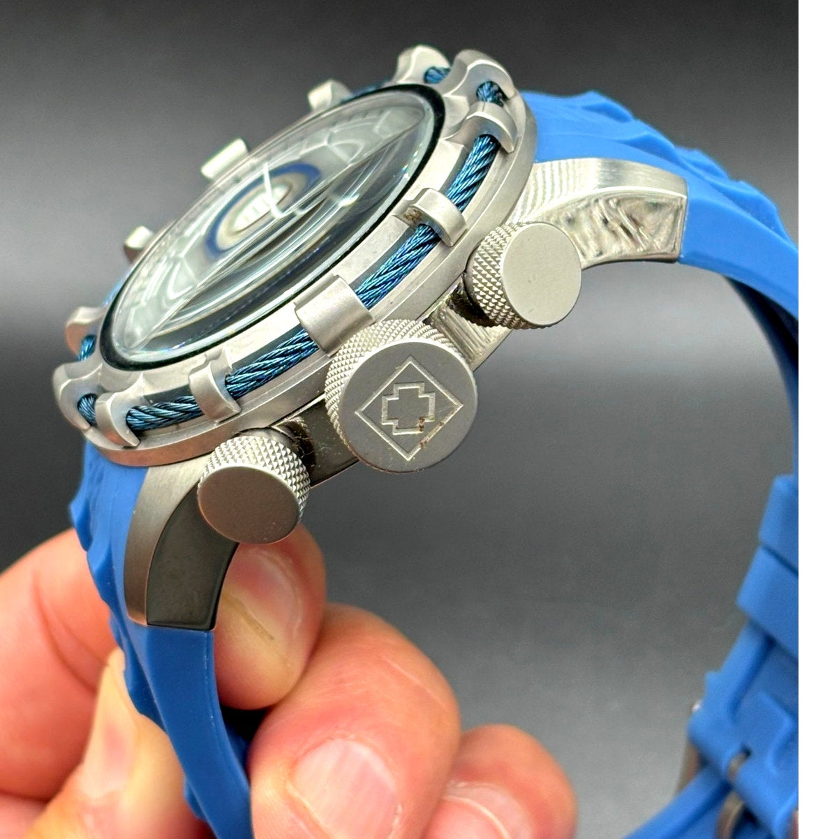 Invicta Bolt 22152 Chronograph 50mm Silver Blue Men’s Silicone Strap Watch