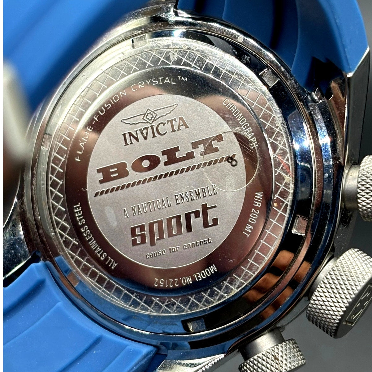 Invicta Bolt 22152 Chronograph 50mm Silver Blue Men’s Silicone Strap Watch