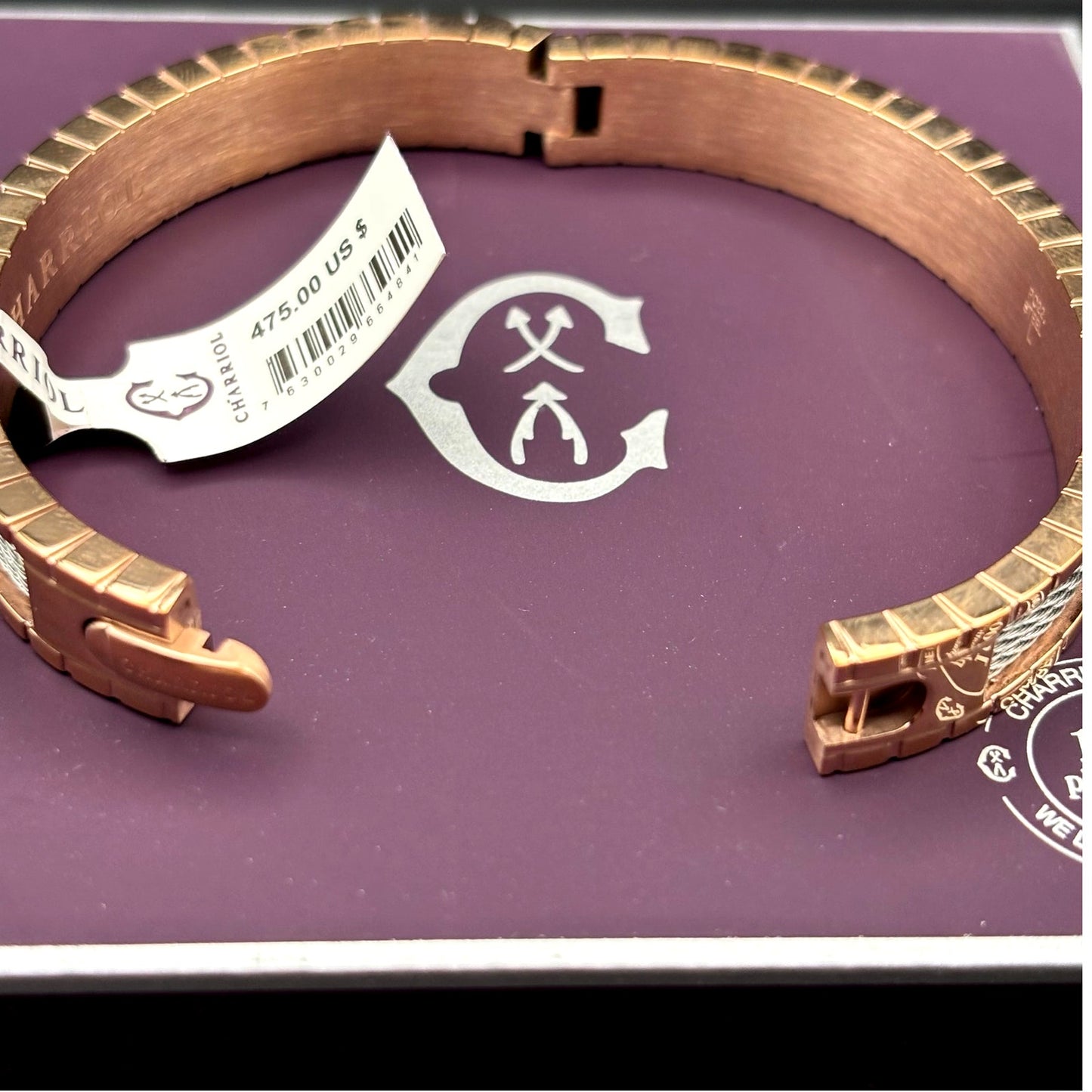 Charriol FAITH Stainless Steel & Rose Gold PVD Cable Bracelet 04-102-1139-17FA