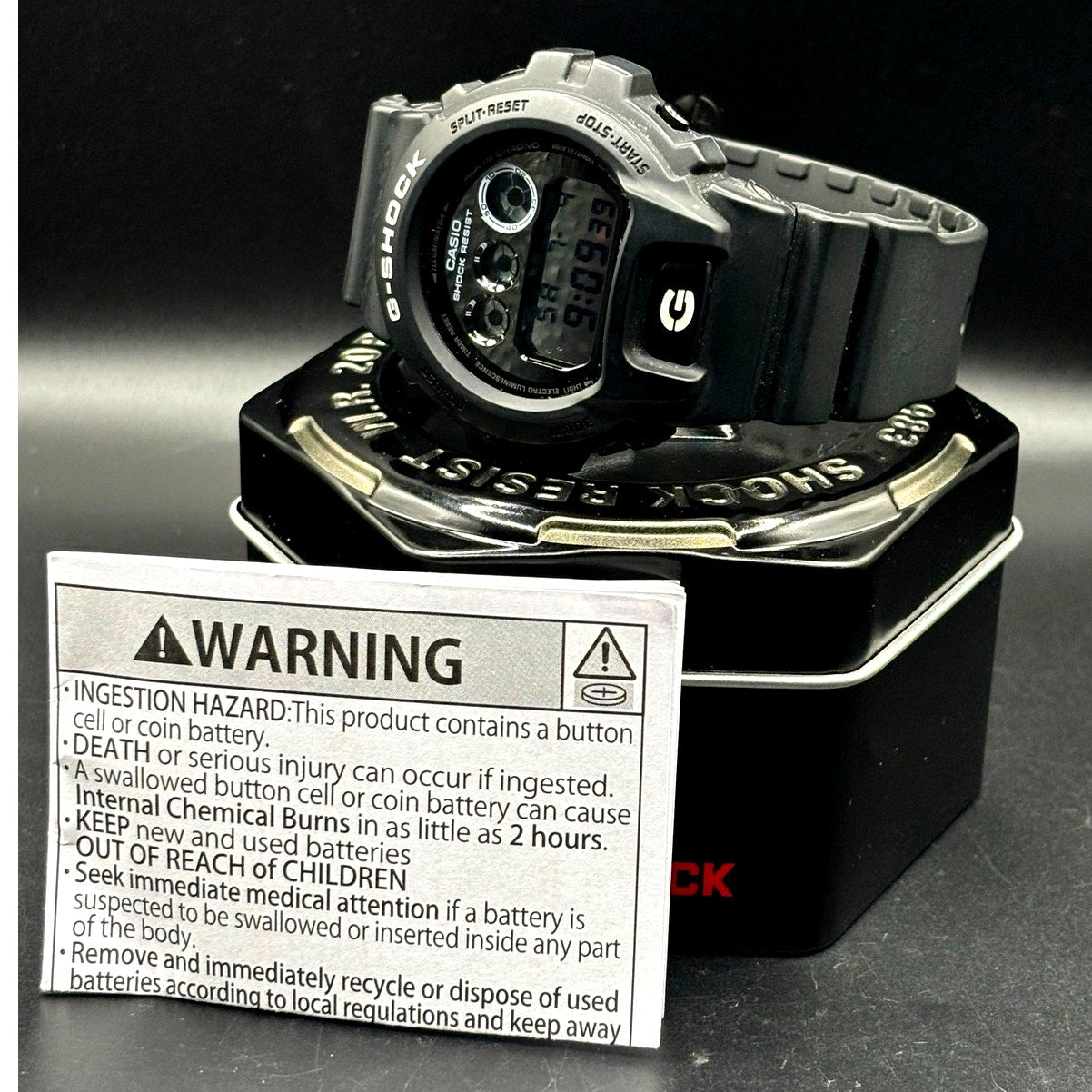 Casio G-Shock DW6900BW-1 Garish Black 200M Mens Watch Discontinued
