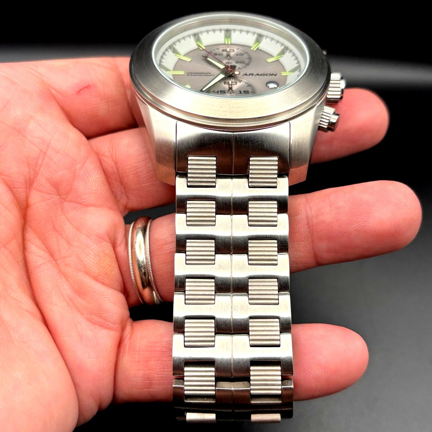 Aragon Predator VD51 50mm Gray Chronograph Stainless Steel Mens Watch NIB Unworn