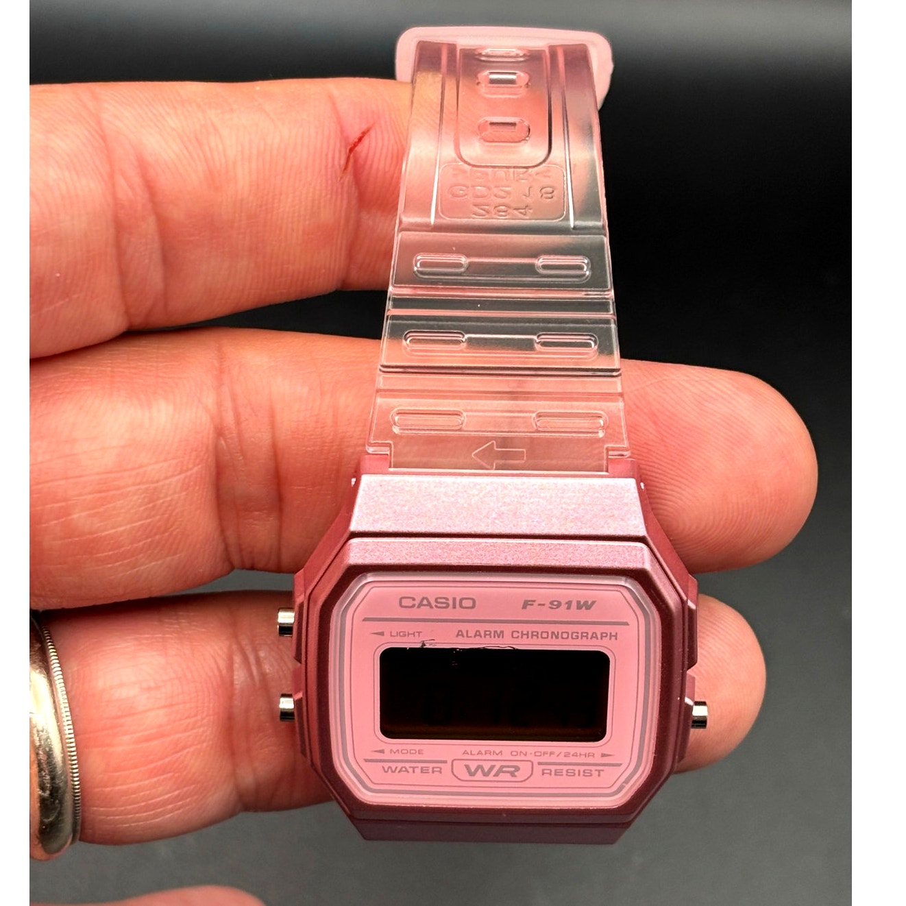 LWS Rosé Prism F91W Pink Clear Strap Digital Mod Watch