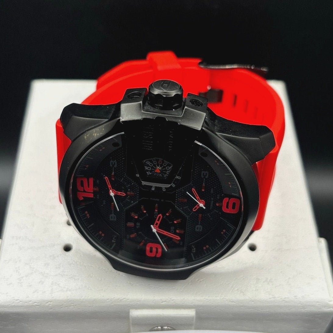 Diesel Uber Chief DZ7466 Four Time Zone Black Red 54mm Men’s Watch