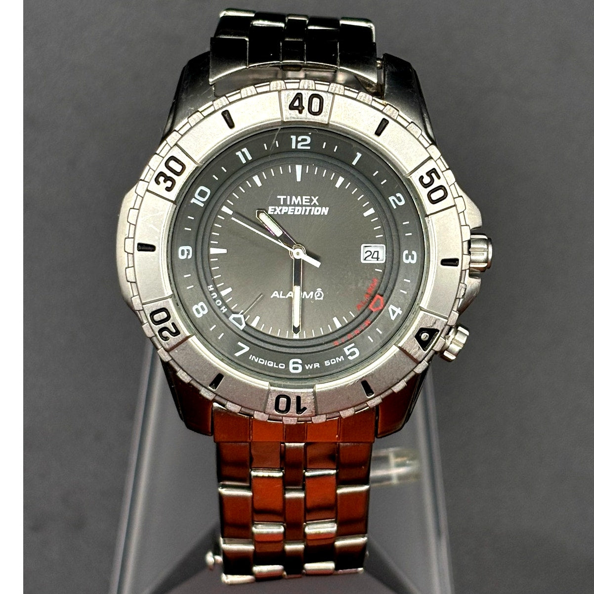 Timex Expedition T43391 Shenmue Alarm Indiglo Steel Bracelet 39mm Vintage Watch