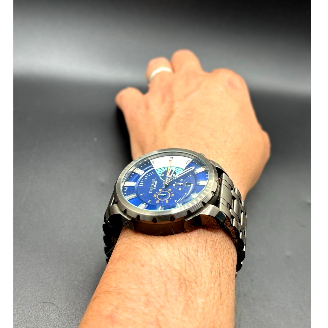 Diesel Stronghold DZ4358 Blue Dial Chronograph Gunmetal Men’s 51mm Watch