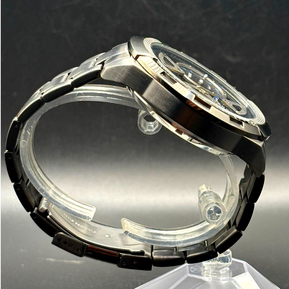 Fossil Bronson Twist ME1171 Semi Skeleton Smoke Stainless Steel 50mm Watch